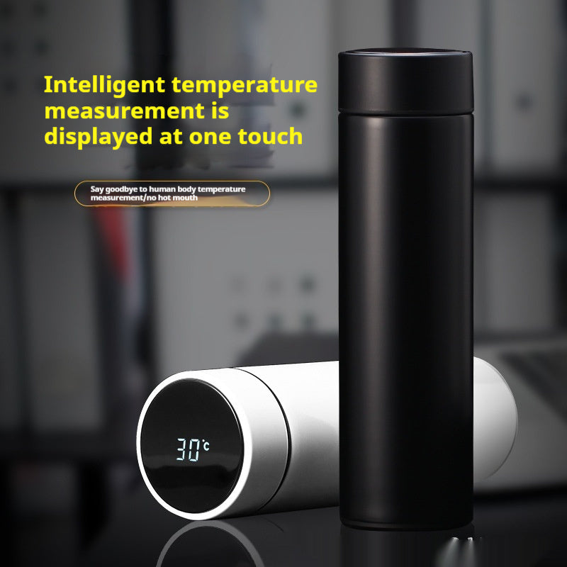 Smart temperature display insulated bottle, matte black, touch LED screen 30°C