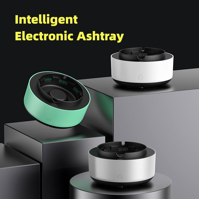 White and mint electronic ashtray air purifier units with black circular lids