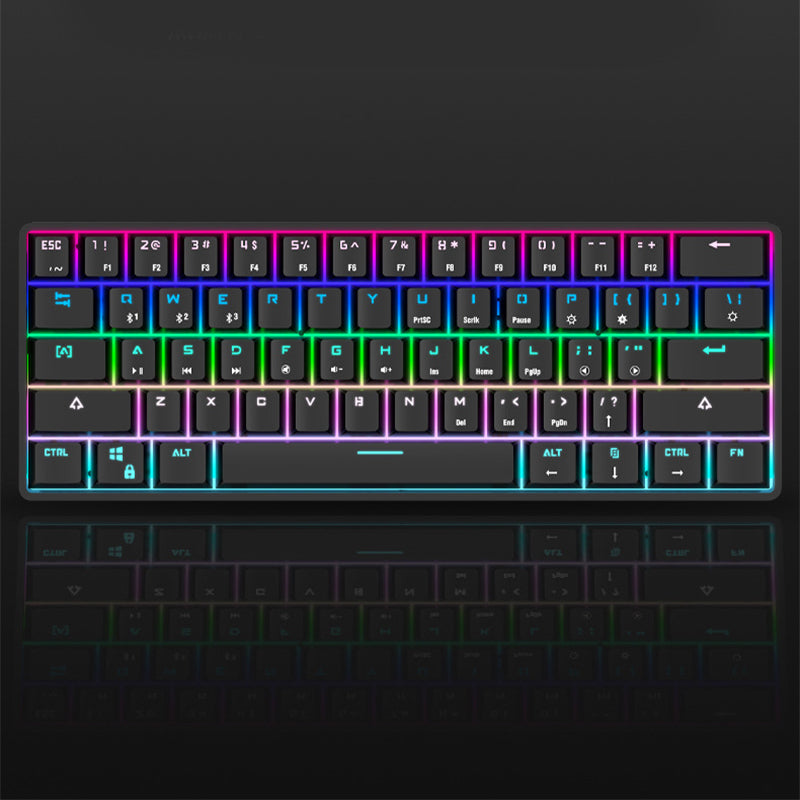 Mechanical keyboard with RGB backlit colorful PBT-style keycaps and black case.