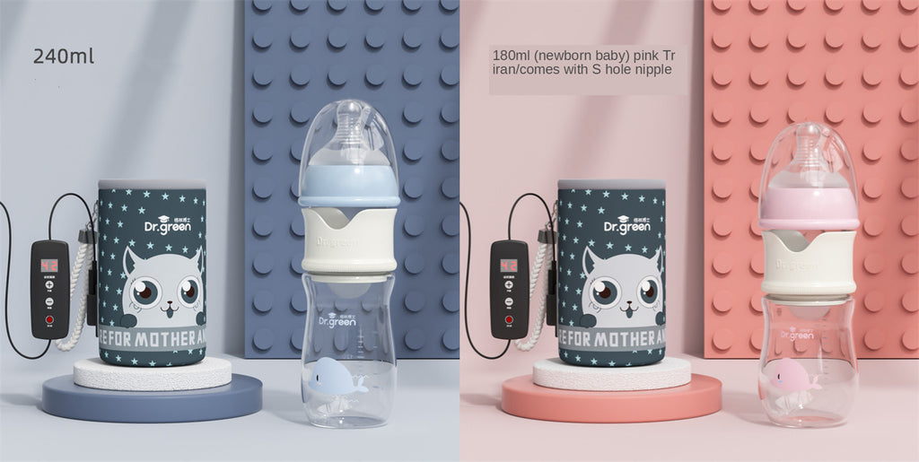 Newborn smart thermal bottles, 240ml blue and pink, with charging devices and display