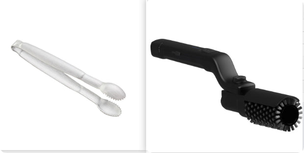 Electric BBQ grill brush with a clear accessory brush tool attachment