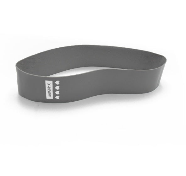 Gray mini resistance loop band with white brand label