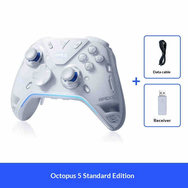 White clip-on game controller bundle with receiver and data cable