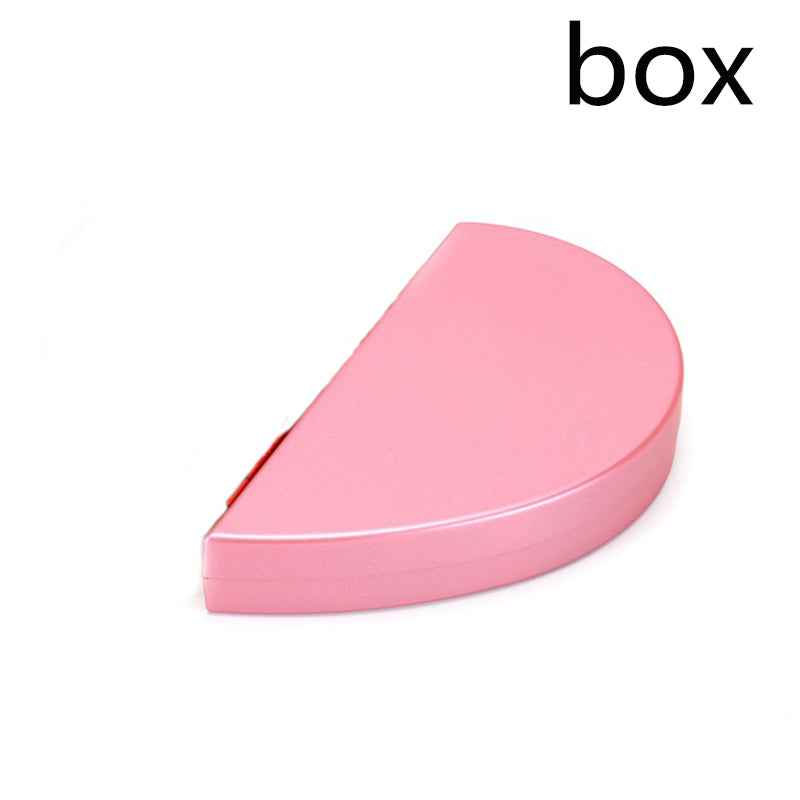 Pink heart-shaped ring box with smooth top and metal hinge