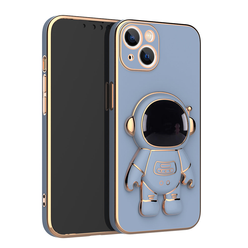 Light blue astronaut phone case with 3D figure and circular ring holder stand