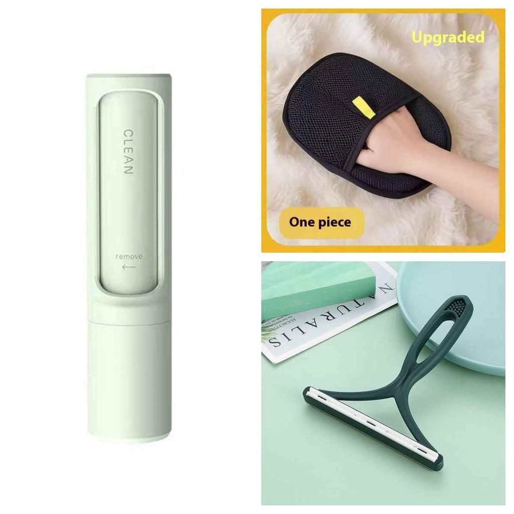 Pet hair remover lint roller, mint green handheld self-cleaning brush