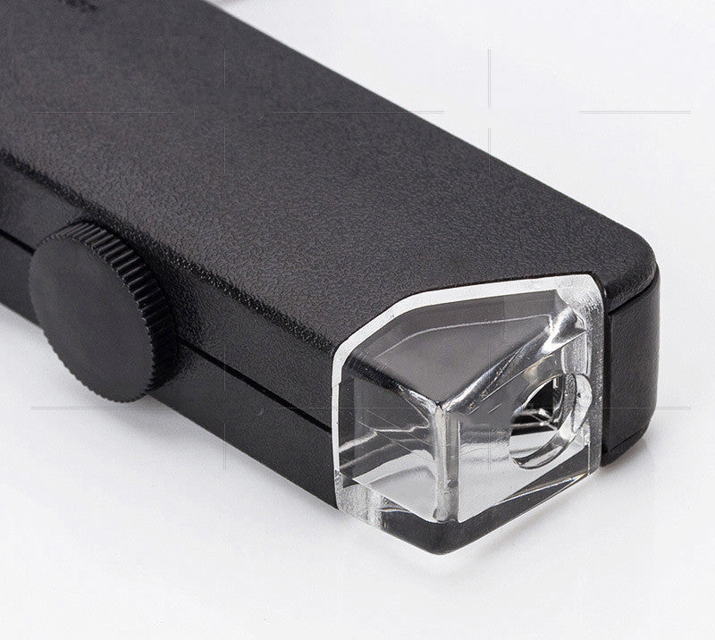 Black clip-on microscope lens window with clear protective cover on front end