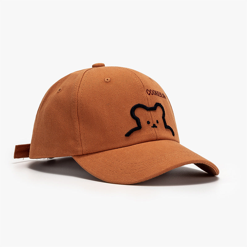 Orange baseball cap with bear outline patch on front panel