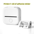 White portable mini thermal label printer with adhesive sticker roll