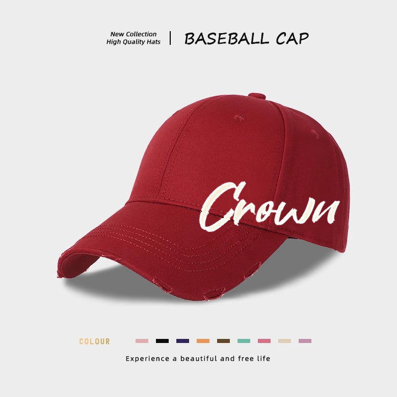Red baseball cap with Crown logo embroidery