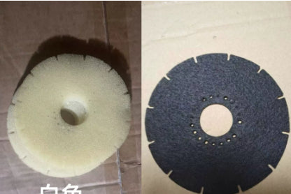 Circular filter discs, foam pad with center hole and blue mesh disc