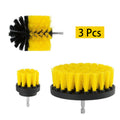 3-piece electric cleaning brush set with yellow bristle round heads and black mounts
