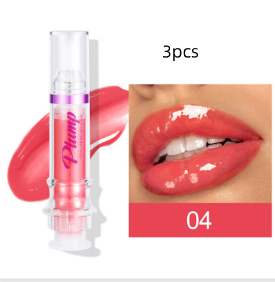 Lip glass liquid lipstick shade 04, 3pcs set, clear tube with glossy red lip
