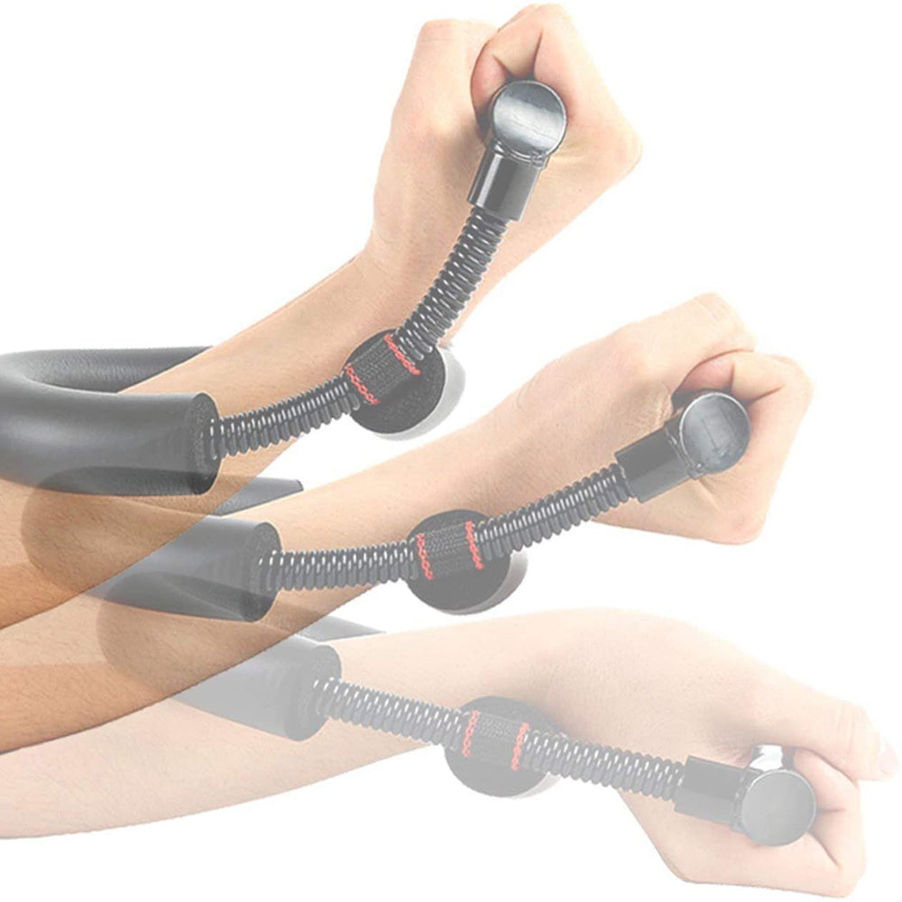 Adjustable forearm grip trainer with padded U handles and spring coils