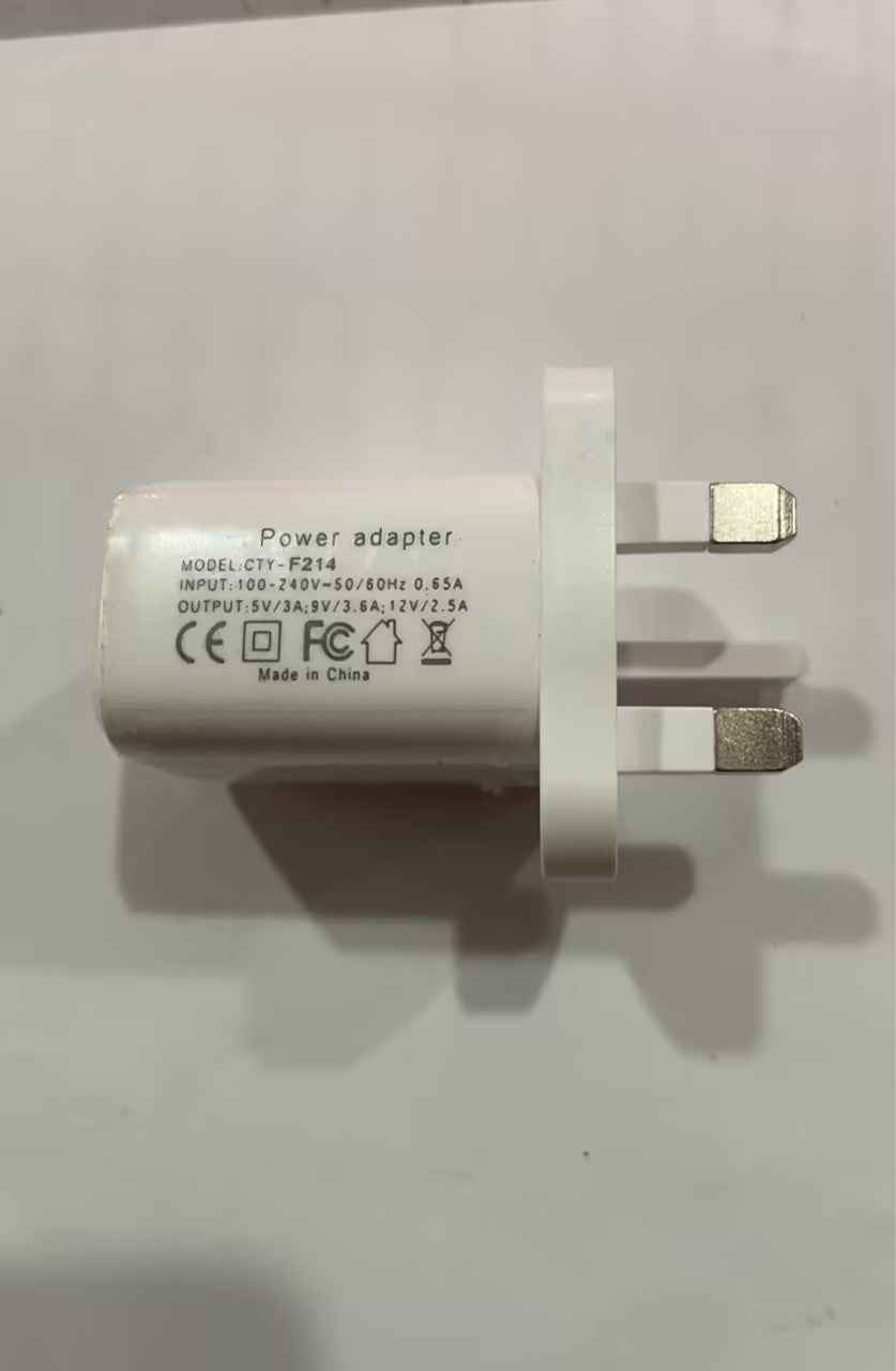 White power adapter with two flat prongs
