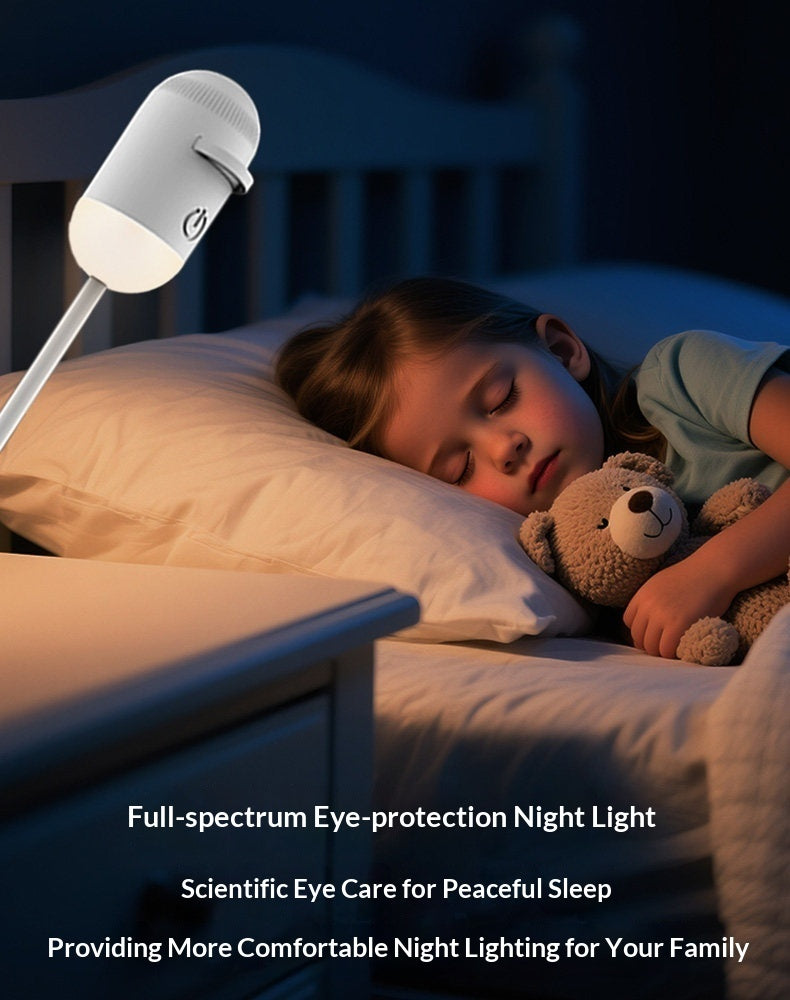 White USB star night light lamp emitting warm bedside glow with cable