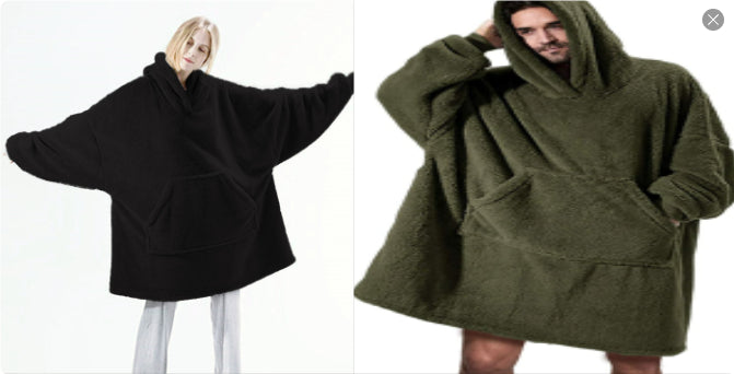 Black and olive fleece hoodie sweatshirts with large kangaroo pockets and hoods
