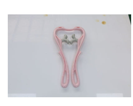 Pink six-wheel neck massager roller with U-shaped handle