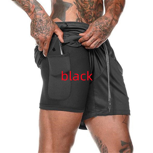 Black pocket compression shorts with drawstring waistband and front side pocket